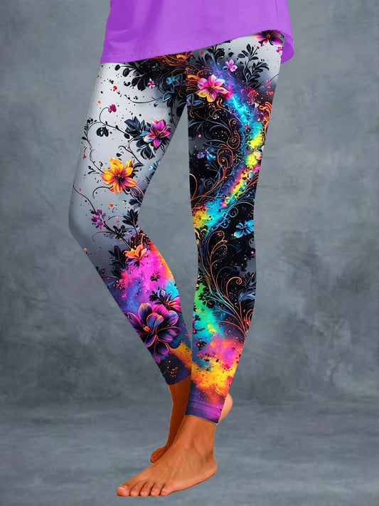 Psychedelic Rainbow Fanciful Galaxy-Print Leggings