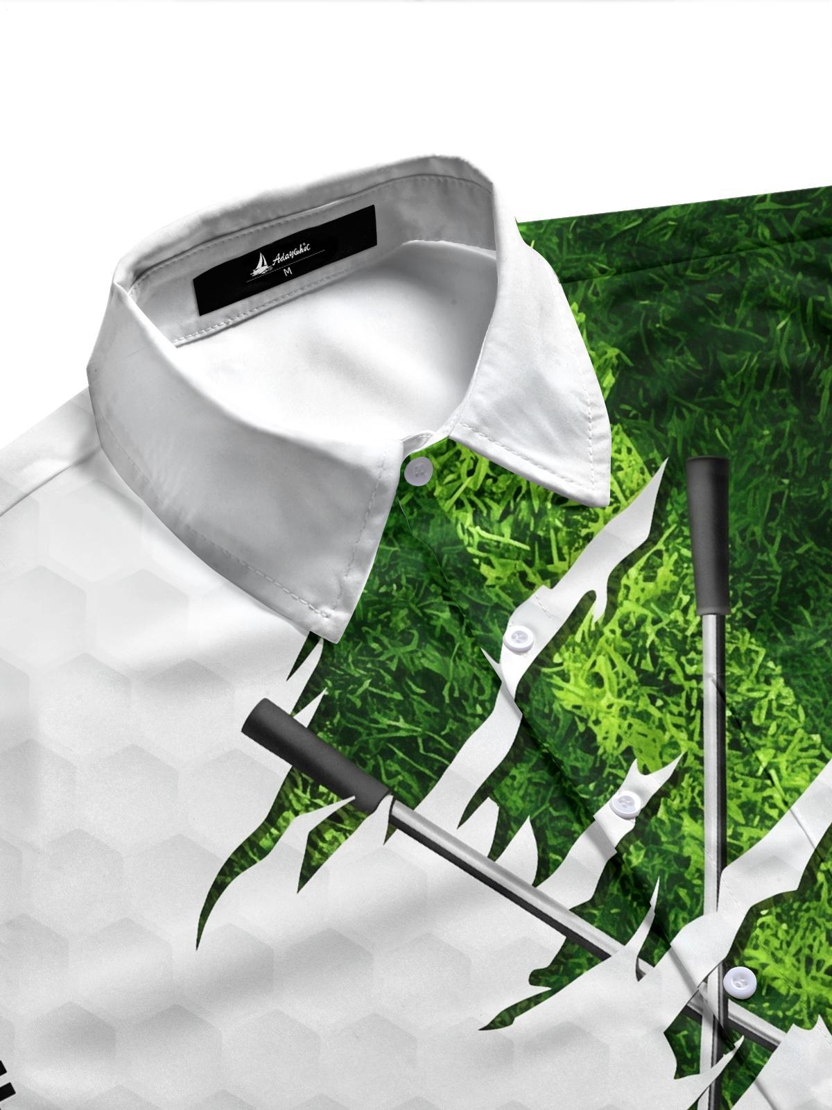 Golf Print Men's Pocket Short Sleeve Shirts