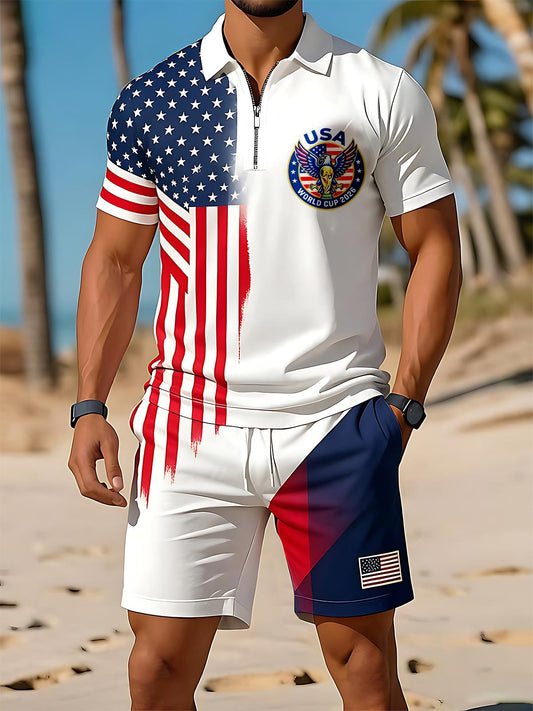 Independence Day American Flag Gradient Men's Print Pocket Shorts