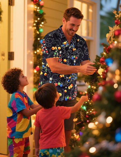 Christmas Hawaiian Shirts for Men Christmas Tree Short Sleeve Holiday Shirts Trendy Basic Tops for Leisure Vacation fabulous