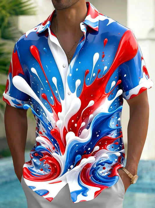 Tie Dye Abstract Men's Pocket Short Sleeve Shirts