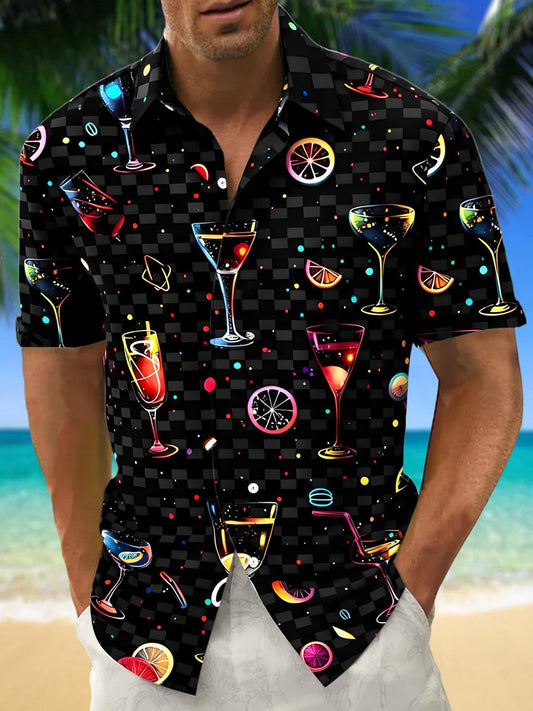 Hawaiian Cocktail Men's Pocket Short Sleeve Shirts