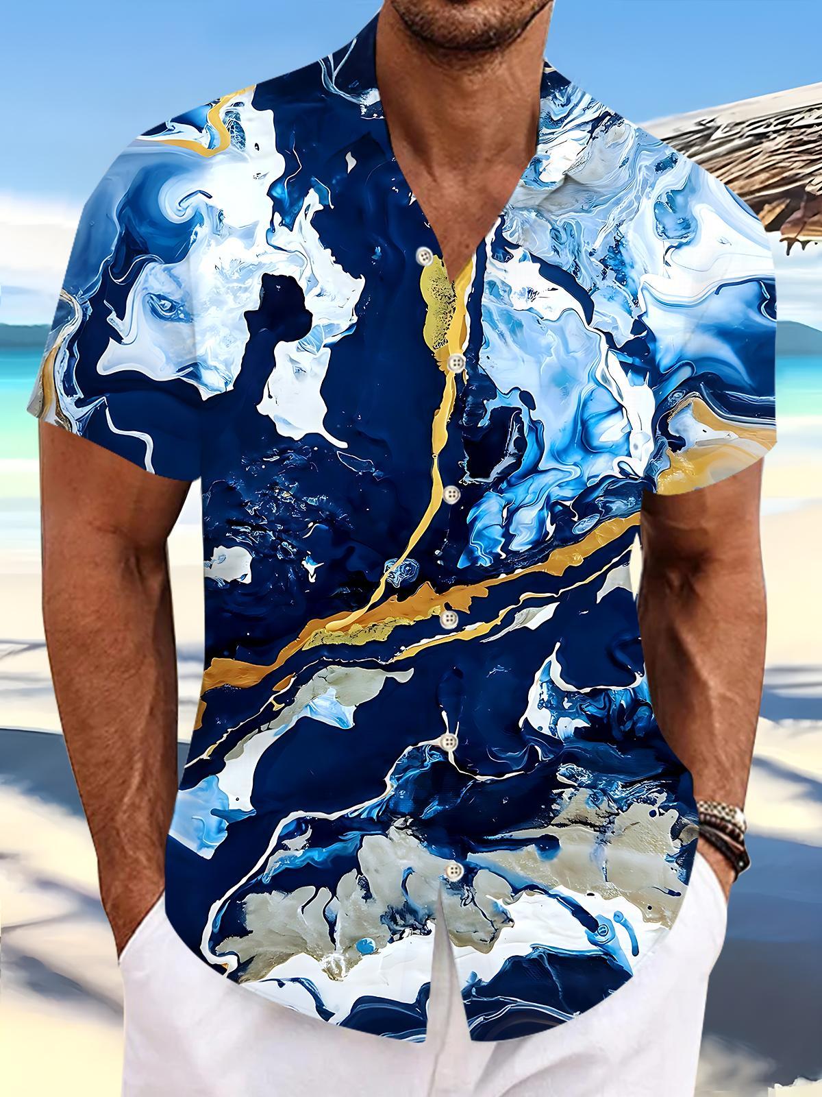 Abstract Men's Pocket Short Sleeve Shirts