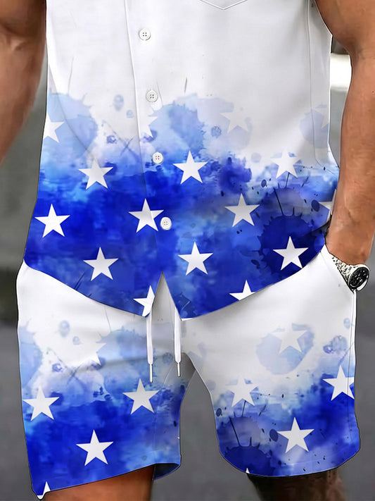 Independence Day Gradient Print Men's Print Pocket Shorts