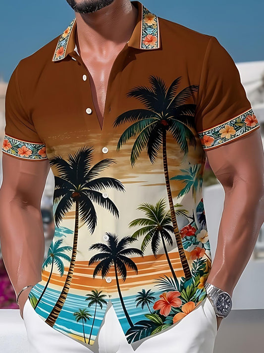 Hawaiian Print Men's Pocket Short Sleeve Shirts