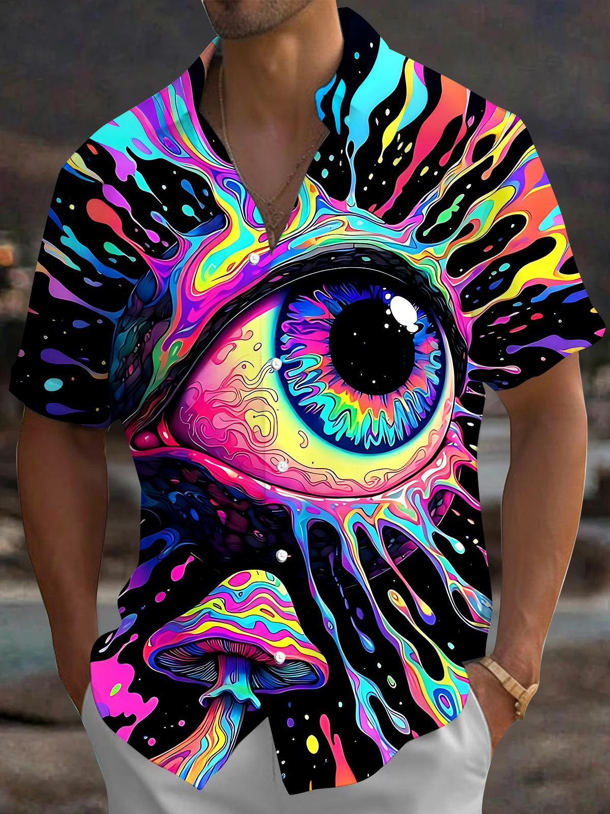 Eyes Men's Pocket Short Sleeve Shirts