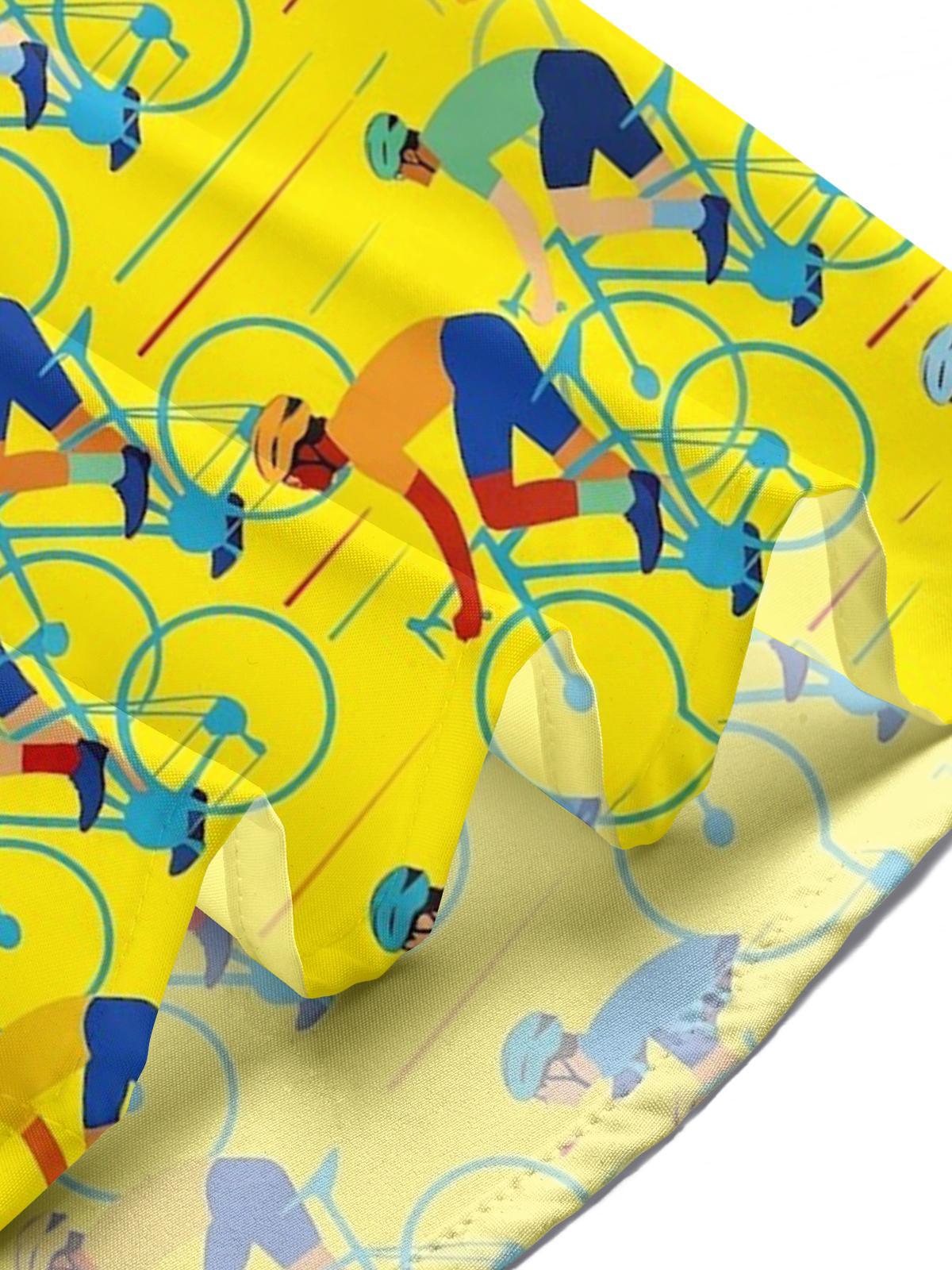 Bicycle Print Men's Pocket Short Sleeve Shirts