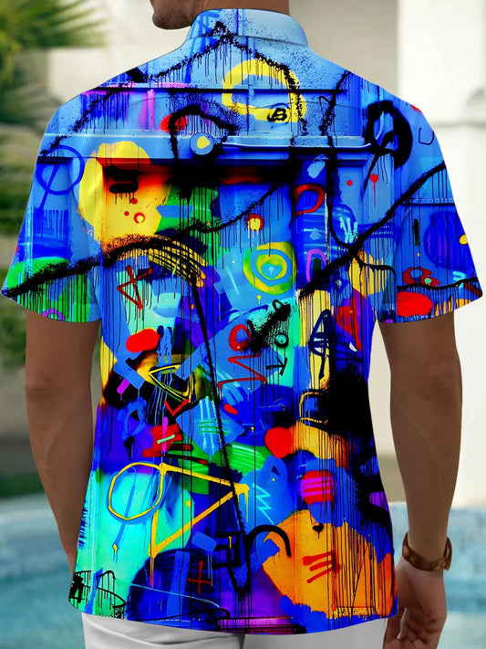 Abstract Men's Pocket Short Sleeve Shirts