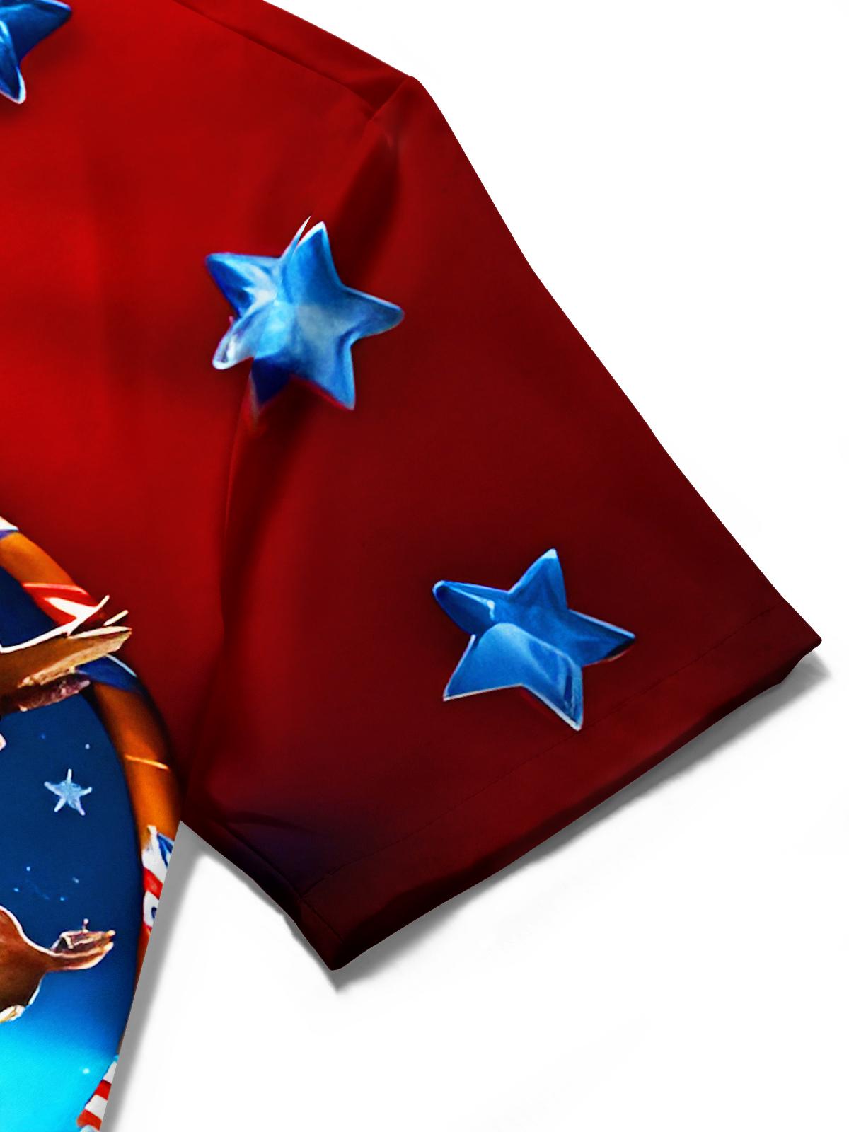 American Flag Dreamcatcher Eagle Independence Day Men's Pocket Short Sleeve Shirts