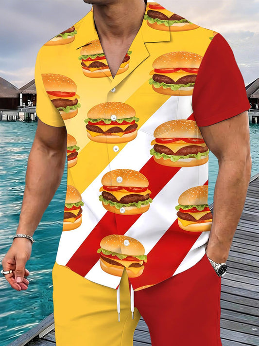 Hamburger Men's Pocket Short Sleeve Set