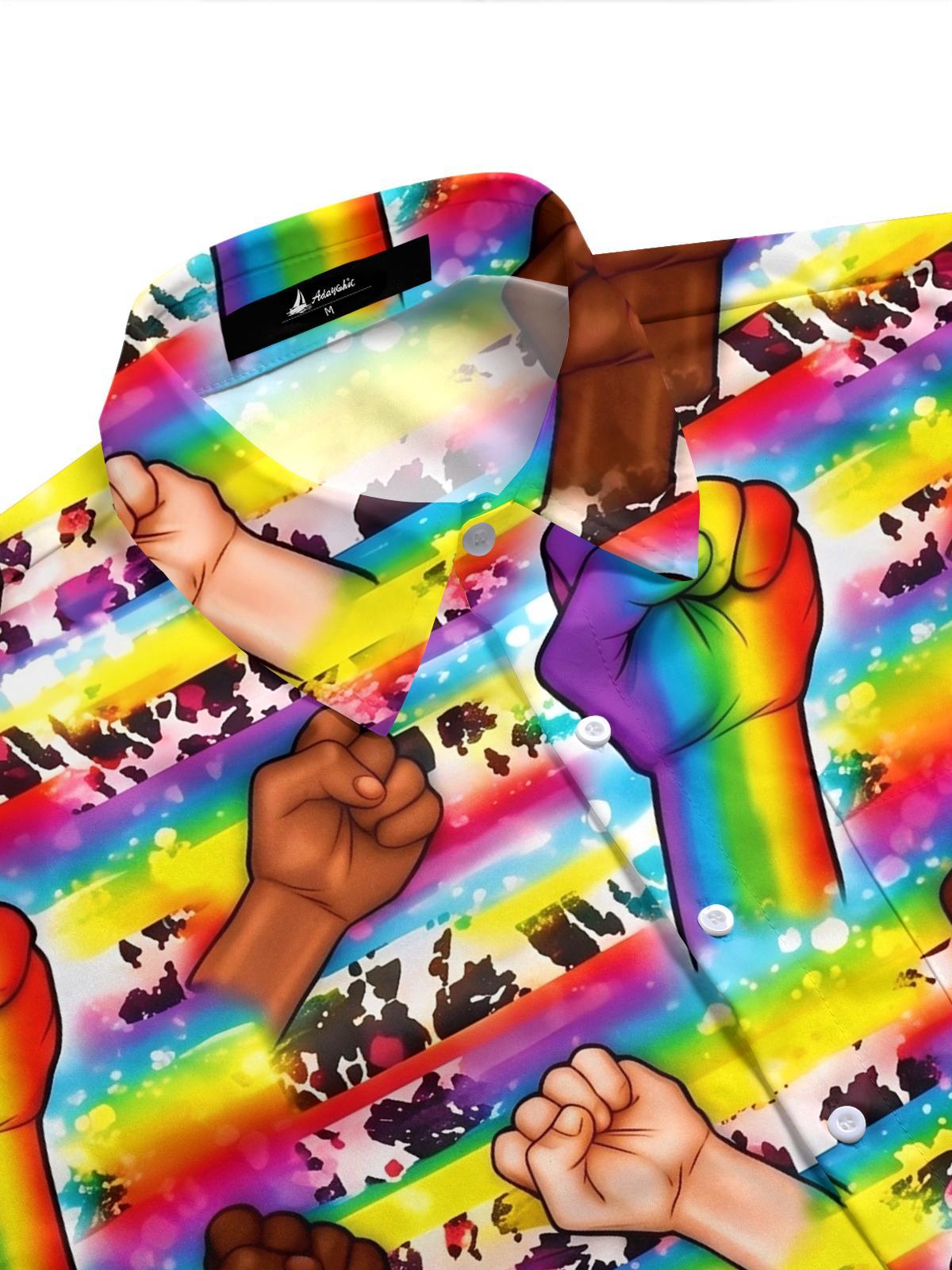 LGBTQ Fist Print Men's Pocket Short Sleeve Shirts