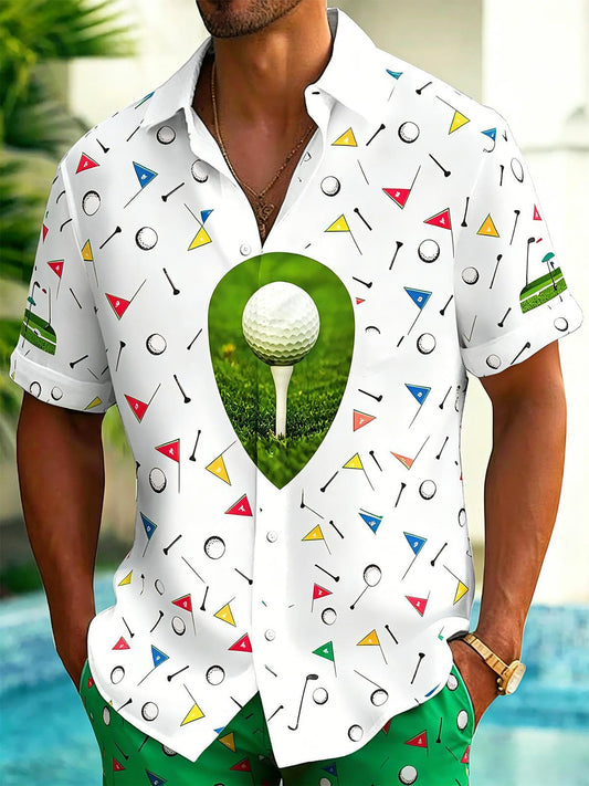 Golf Sports Men's Pocket Short Sleeve Shirts