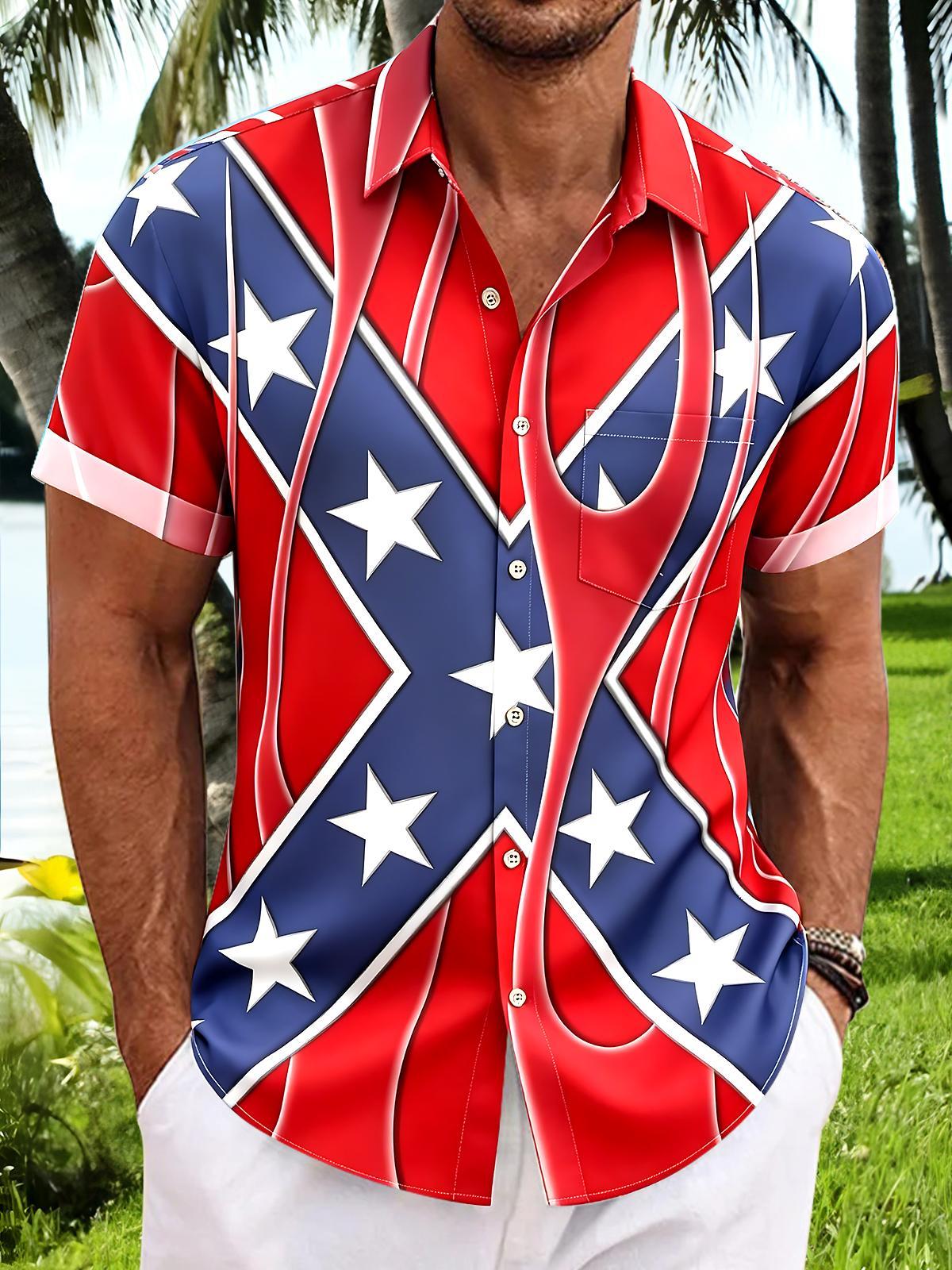 Independence Day Men's Pocket Short Sleeve Shirts