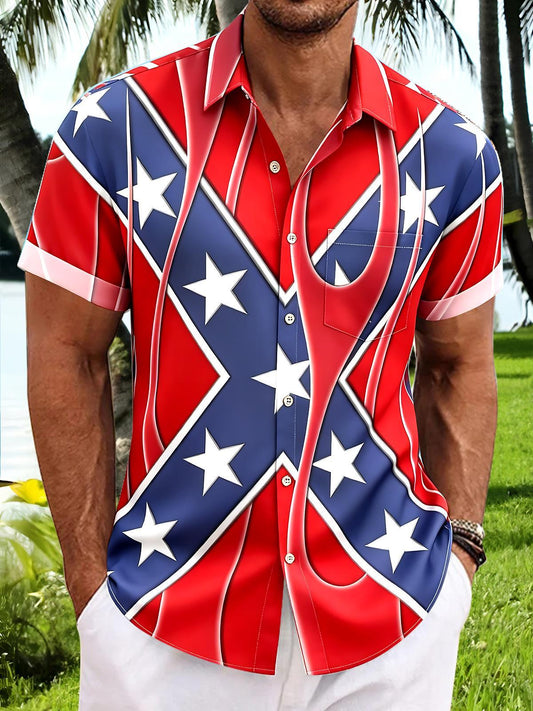 Independence Day Men's Pocket Short Sleeve Shirts