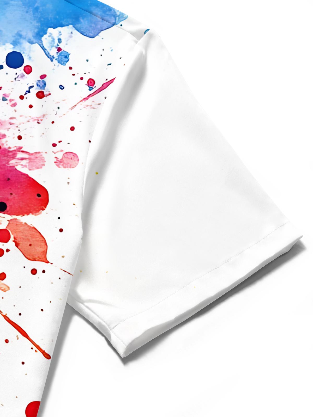 Abstract Splashed Ink Art Print Men's Pocket Short Sleeve Shirts
