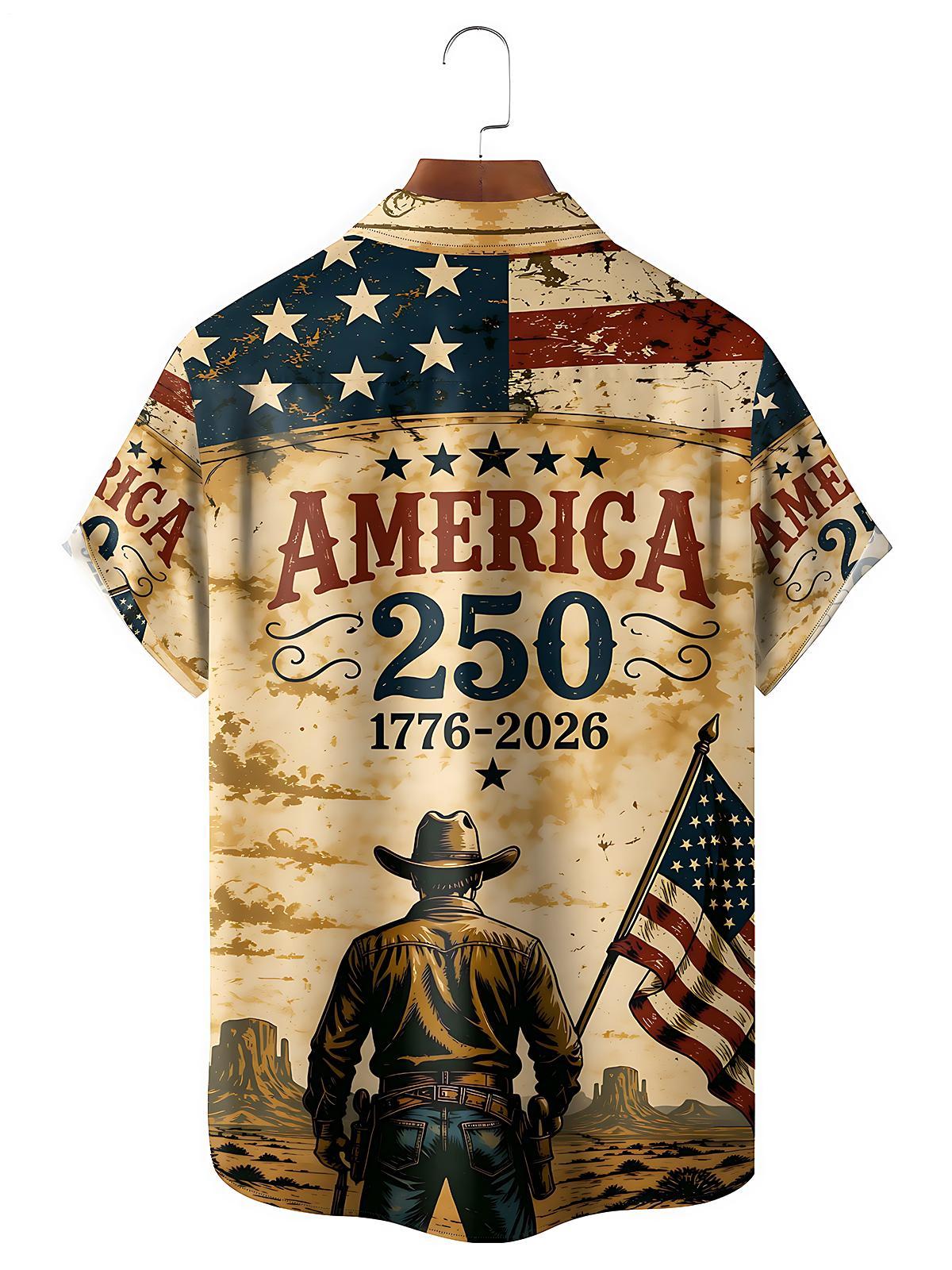 Independence Cow Boy Men's Pocket Short Sleeve Shirts