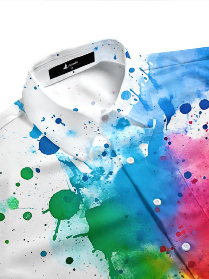 Abstract Splashed Ink Art Print Men's Pocket Short Sleeve Shirts